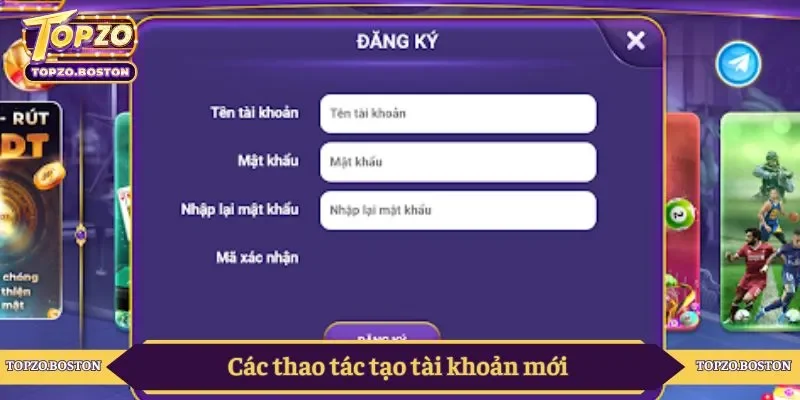 Các thao tác tạo tài khoản mới